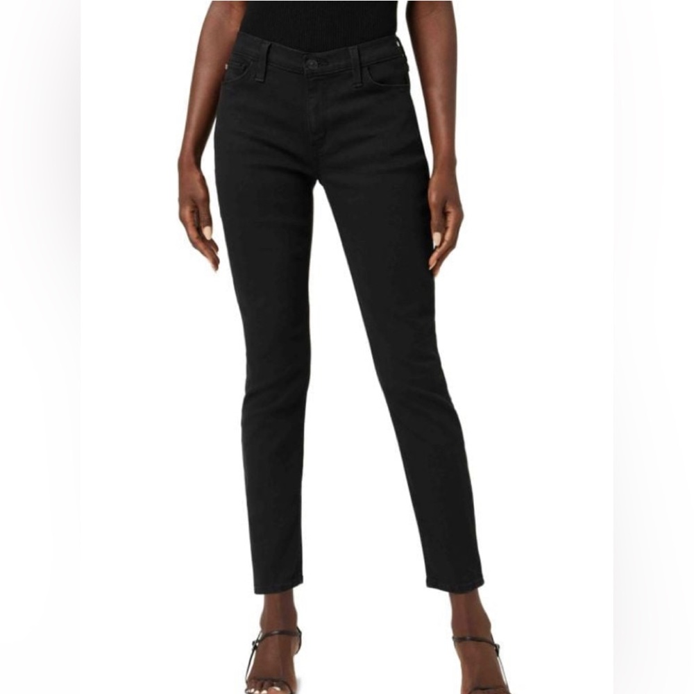 Hudson Natalie Midrise Ankle Super Skinny Black Jeans.